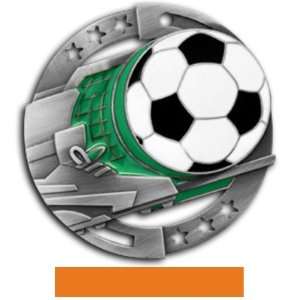 Hasty Awards Custom Soccer Color Medals M 545S SILVER MEDAL/ORANGE 