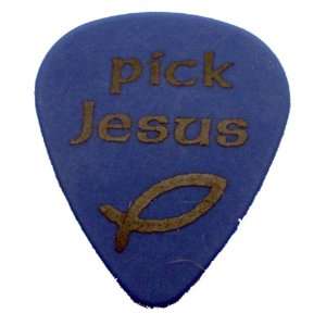  3 Premium Delrin Pick Jesus Guitar Picks   1.00mm Blue 
