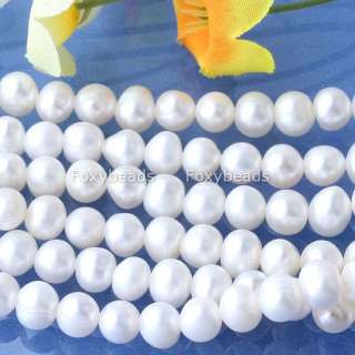 6mm *WHITE Cultured Freshwater Pearl Oval Loose Beads  
