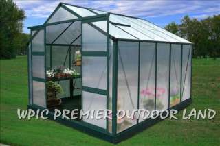 Aluminum Frame Greenhouse Green Garden House 12 x 8  