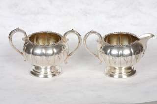 OLD ENGLISH REPRODUCTION 4 PIECE SILVER PLATE TEA/COFFEE SET  