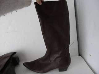 FRANCO SARTO   9.5 Womens brown leather tall boots w/ zipper, pointed 