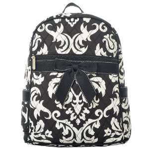  Quilted Damask Print Zippered Backpack Baby