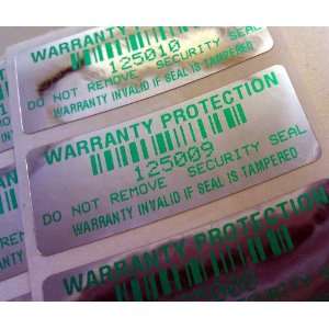  1000 WARRANTY PROTECTION SECURITY SEAL LABELS W/BARCODE 