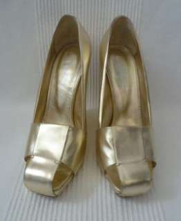 YSL YVES SAINT LAURENT Gorgeous gold leather ` Dada ` heels shoes 