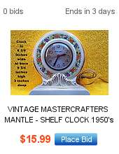 VINTAGE MASTERCRAFTERS MANTLE   SHELF CLOCK 1950s  