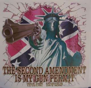DIXIE THE 2nd AMENDMENT IS MY GUN PERMIT REBEL SHIRT  