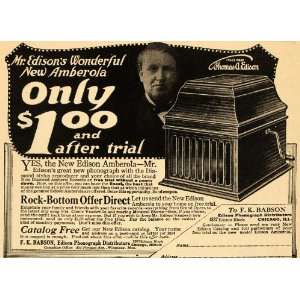   Phonograph F. K. Babson Chicago   Original Print Ad