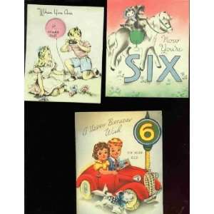    3    VINTAGE birthday cards **SIX YEARS OLD** 