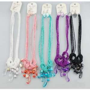  Ladies Acryl Drops W/5Cl Lines Necklace Set Case Pack 12 