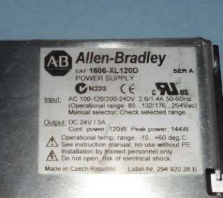 ALLEN BRADLEY 1606 XL DC POWER SUPPLY CAT. 1606 XL120D SER. A  