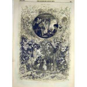  1856 Going A Maying Mayflowers May Queen Old Print