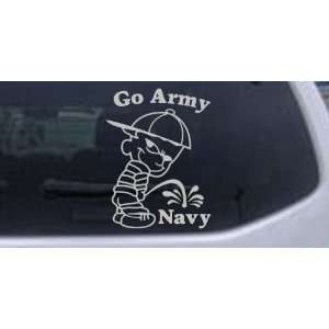 Go Army Pee On Navy Car Window Wall Laptop Decal Sticker    Silver 3in 