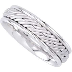 14K White Gold SIZE 09.00 Bridal Duo 06.50 Mm Hand Woven Comfort Fit 