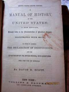 1865 NEW YORK SCHOOL BOOK,MAPS, HISTORY U.S.REVOLUTION, SEMINOLE WAR 