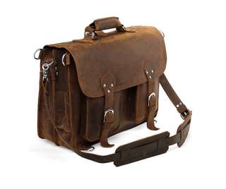 Extra Large 18 Vintage Style Leather Briefcase Messenger Laptop Bag 