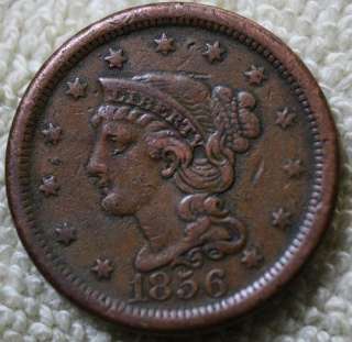 1856**VF** Braided Hair Large Cent**No Major Distractions**  