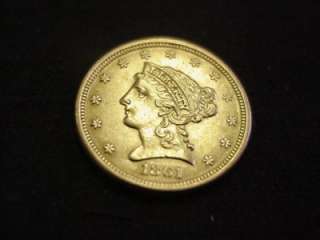 1861 $2.50 LIBERTY HEAD 1/4 EAGLE GOLD UNCIRCULATED WOW  