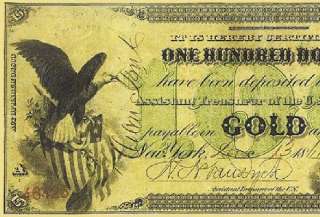 Replica $100 1863 Gold US Paper Money Currency Copy  
