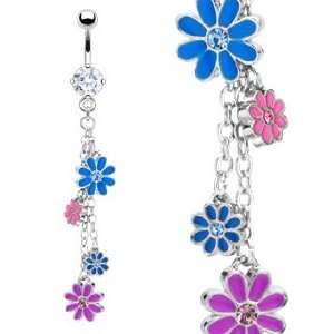   with Gem Dangle Belly Ring   14G   3/8 Bar Length   Sold Individually