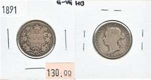 1891 Canada 25 cent Good Very Good  