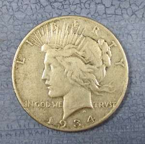 1934 S Peace Dollar, Fine (F)  