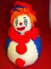 VTG 1950 60s Amigurumi Crochet Clown Doll 10 T x 8W  