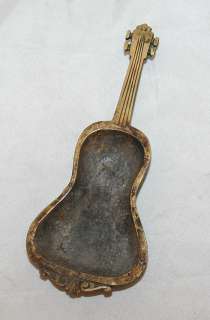 Vintage Bronze Enamel Guitar Ashtray Israel 1950c  