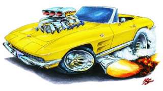 1963 64 Corvette Muscle Car Art Cartoon Tshirt FREE  