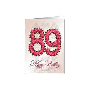  89th birthday card with roses and leaves Card Toys 