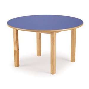 48 Round Wood Table   29 H Blue