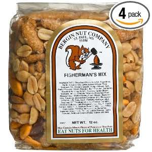 Bergin Nut Company Fishermans Mix, 12 Ounce Bags (Pack of 4)