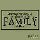 FAMILY OTHER THINGS MAY CHANGE WALL DECAL