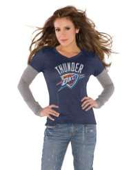 Oklahoma City Thunder Navy Womens Primary Logo Tri Blend Long Sleeve 