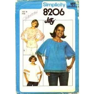  Simplicity 8206 Sewing Pattern Misses Jiffy Hippie Boho 