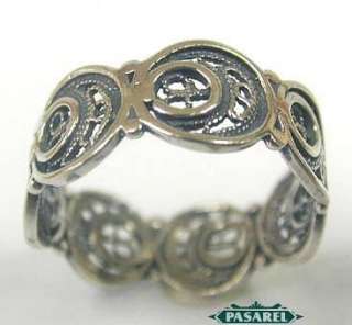 Fine Ethnic Yemenite Sterling Silver Filigree Band Ring  