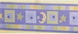   room wallpaper border moon star blue green yellow each double roll is