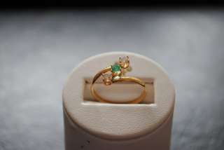 LOVELY ANTIQUE DIAMOND AND EMERALD RING IN 18K GOLD.  