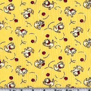  45 Wide Back Porch Prints Kittens At Play Yellow Fabric 