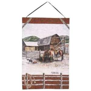  Ranch Life Horse Barn Wall Hanging Tapestry 17 x 26 