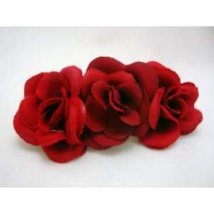  Red Triple Rose Hair Flower Clip Beauty