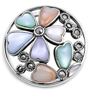  Sterling Silver And Marcasite and Mother of Pearl Stone 
