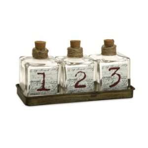  Set of 4 Divine Numbered Script Bottles with Display Tray 