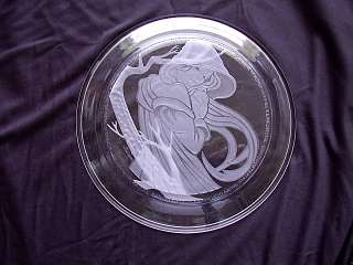 1981 Hand Etched Michael Yates ANGELICA Glass Plate  