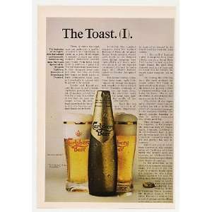 1968 Carlsberg Beer Bottle Glasses The Toast Print Ad 