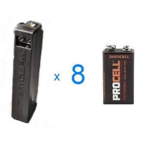Battery Clip 9V Dispenser LOADED with (8) Duracell Procel 9V Batteries