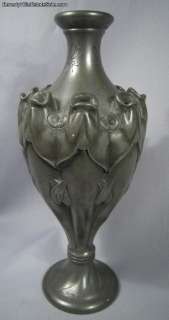 Rare Signed Jugendstill Pewter Fish Vase  