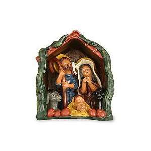  NOVICA Ceramic nativity scene, Christmas in a Stable 