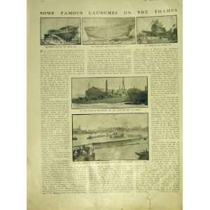  Thames Launch Ship Woolwich Nelson Trafalgar Print 1911 