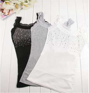 2011 Fashion Girls Faux Crystal Vest Lace Tank Top New  